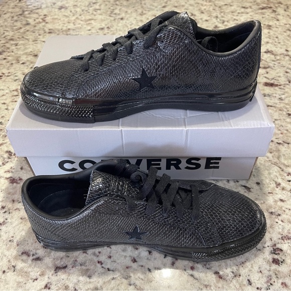 NWB Converse Black Leather One Star Pro OX Jamie Platt 7.5 Women’s Snakeskin New - Picture 1 of 6